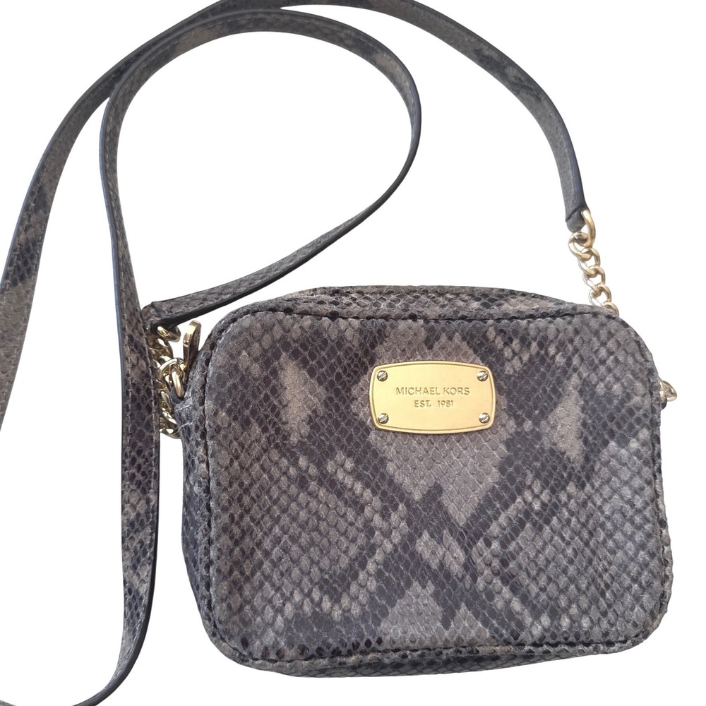 Michael Kors python embossed leather small crossbody bag gold-tone hardware‎